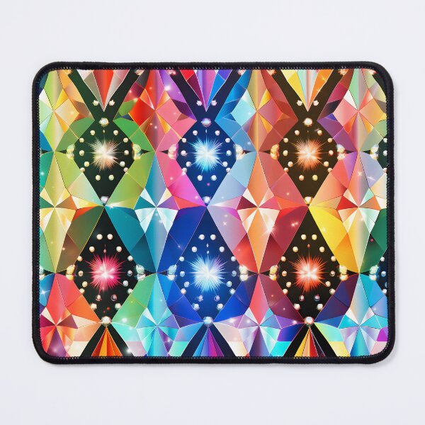 Item preview, Pattern of colorful, fluorescent, bioluminescent diamonds designed and sold by AI-Only Creations.