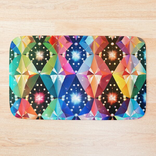Item preview, Pattern of colorful, fluorescent, bioluminescent diamonds designed and sold by AI-Only Creations.