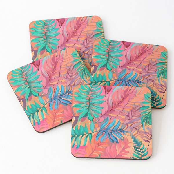 Item preview, Rainbow Jungle - Watercolor Pastel Tropical Fern Leaves Pattern  designed and sold by SassyArtistry.