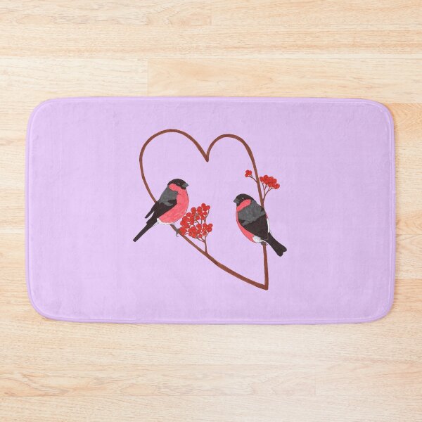 Item preview, Two male European Bullfinches on a heart shaped perch designed and sold by paperbirdstudio.
