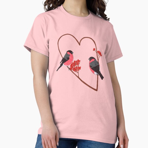 Item preview, Two male European Bullfinches on a heart shaped perch designed and sold by paperbirdstudio.