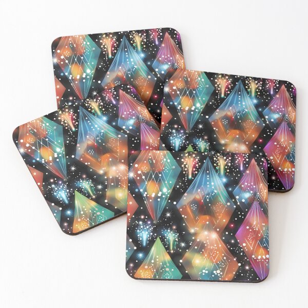 Item preview, Pattern of colorful, fluorescent, bioluminescent diamonds designed and sold by AI-Only Creations.