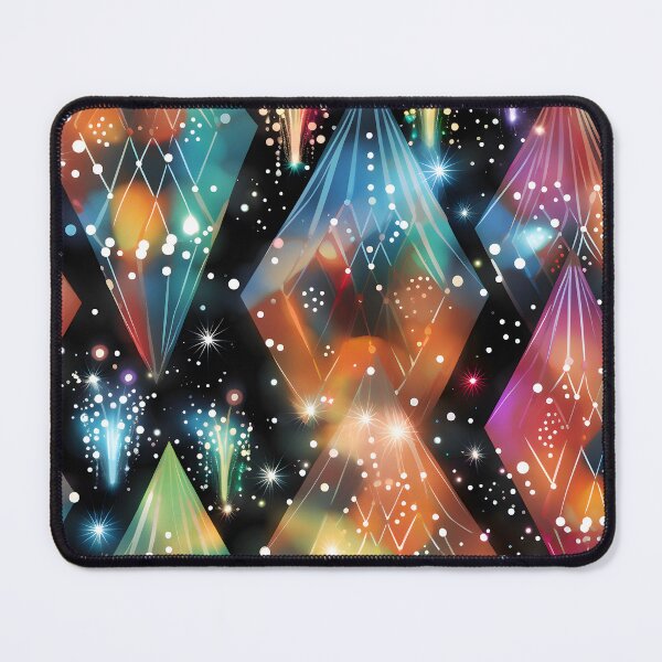 Item preview, Pattern of colorful, fluorescent, bioluminescent diamonds designed and sold by AI-Only Creations.