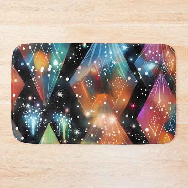 Item preview, Pattern of colorful, fluorescent, bioluminescent diamonds designed and sold by AI-Only Creations.