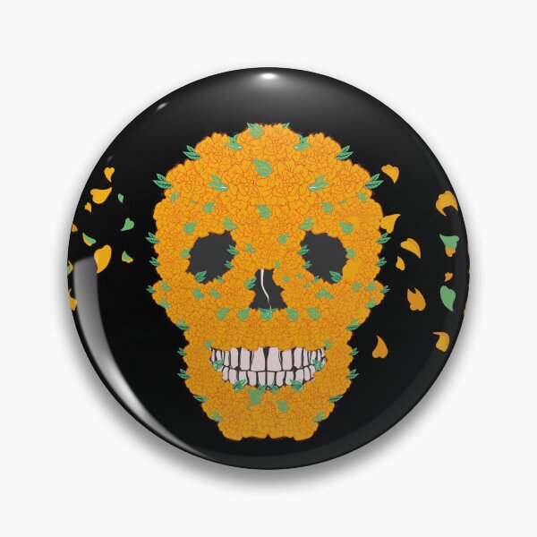 Item preview, Cempasuchil flower skull. designed and sold by angieleeart.