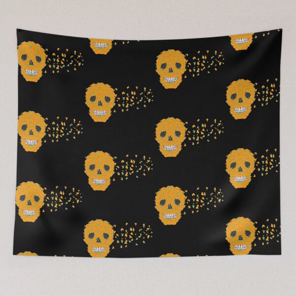 Item preview, Cempasuchil flower skull. designed and sold by angieleeart.