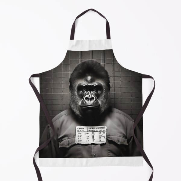 Item preview, The Insurgent Ape: A Gorilla's Mugshot in Grayscale designed and sold by evosilk.