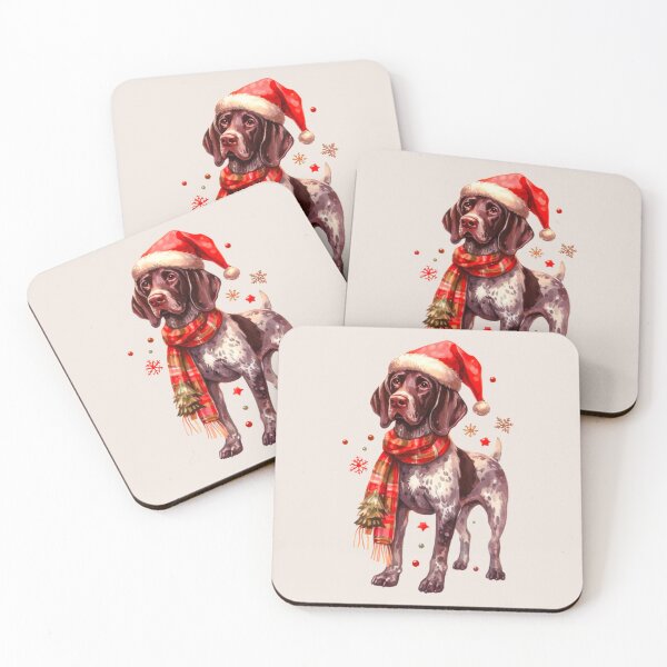 Item preview, German Shorthaired Pointer Dressed for Christmas - GSP Christmas Painting - Taupe Background designed and sold by Star-Fragment.