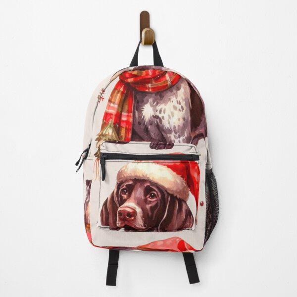 Item preview, German Shorthaired Pointer Dressed for Christmas - GSP Christmas Painting - Taupe Background designed and sold by Star-Fragment.