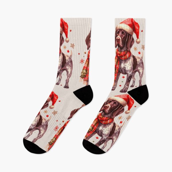 Item preview, German Shorthaired Pointer Dressed for Christmas - GSP Christmas Painting - Taupe Background designed and sold by Star-Fragment.