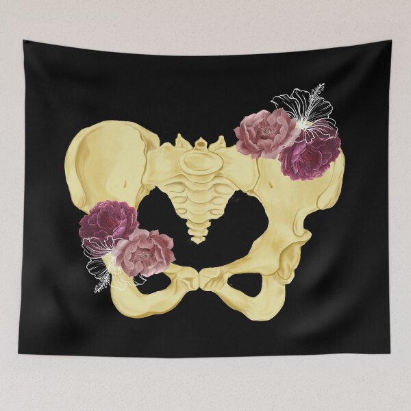 Item preview, skeleton with nature - skeleton with flowers - Vintage pelvis with red flowers designed and sold by Carola-art.