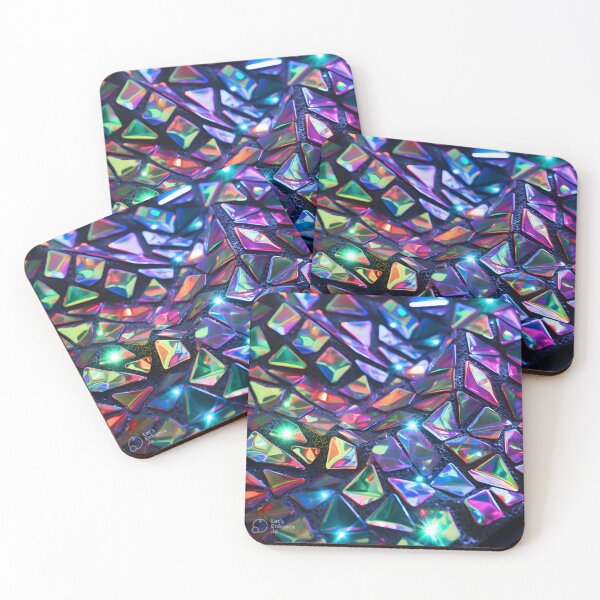 Item preview, Pattern of colorful, fluorescent, bioluminescent diamonds designed and sold by AI-Only Creations.
