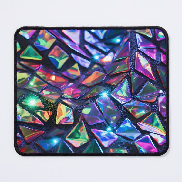 Item preview, Pattern of colorful, fluorescent, bioluminescent diamonds designed and sold by AI-Only Creations.