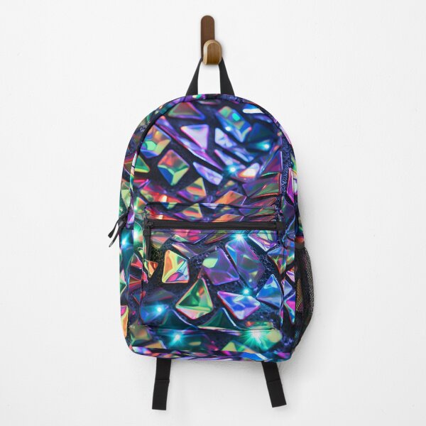 Item preview, Pattern of colorful, fluorescent, bioluminescent diamonds designed and sold by AI-Only Creations.