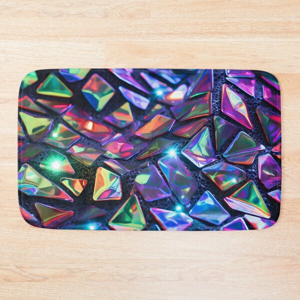 Item preview, Pattern of colorful, fluorescent, bioluminescent diamonds designed and sold by AI-Only Creations.