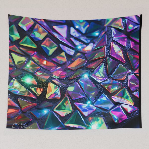 Item preview, Pattern of colorful, fluorescent, bioluminescent diamonds designed and sold by AI-Only Creations.
