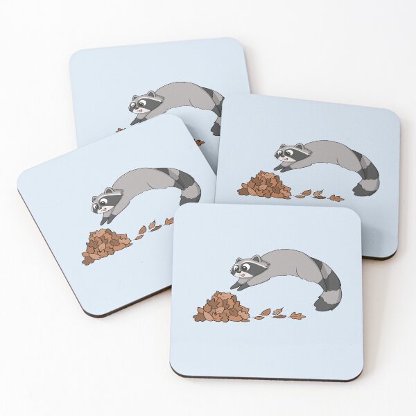 Item preview, Raccoon Jumping Into Pile Of Leaves designed and sold by Meowrye.