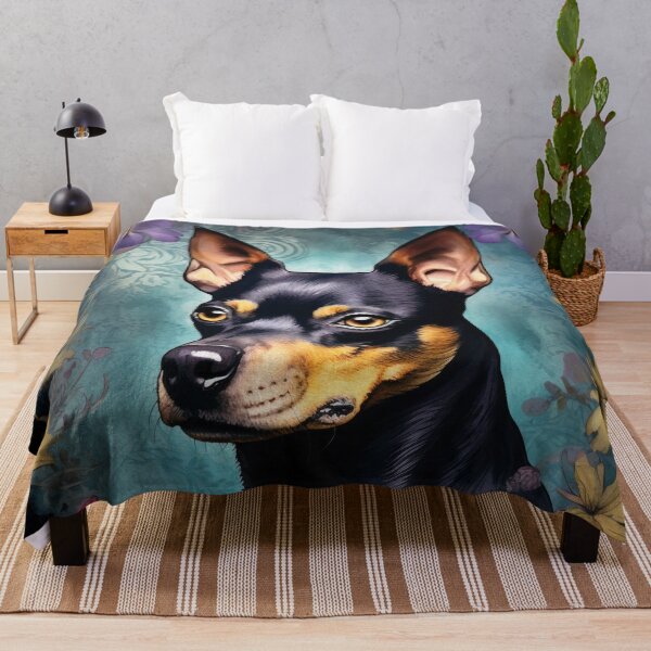 Item preview, cute miniature pinscher dog noble watercolor portrait designed and sold by WallyPink.