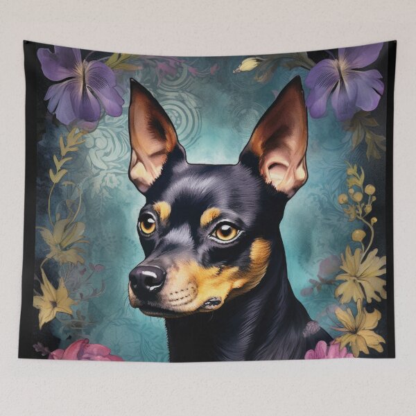 Item preview, cute miniature pinscher dog noble watercolor portrait designed and sold by WallyPink.
