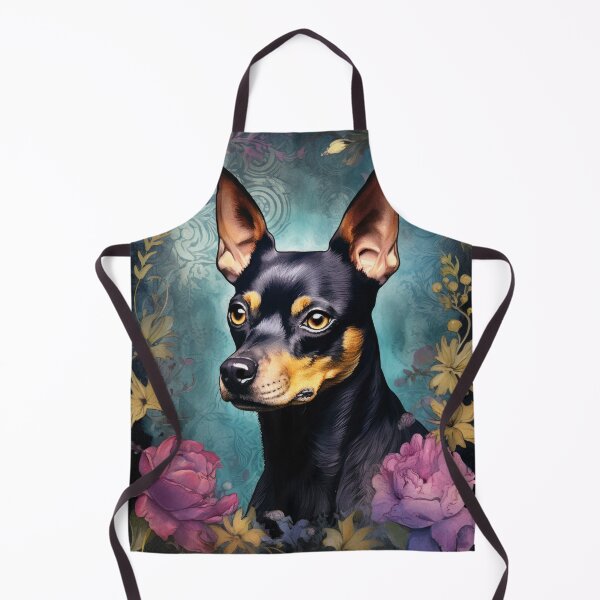 Item preview, cute miniature pinscher dog noble watercolor portrait designed and sold by WallyPink.