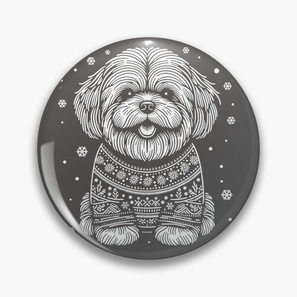 Item preview, Christmas Lhasa Apso Dog Wearing an Ugly Sweater Grey designed and sold by hidden-design.