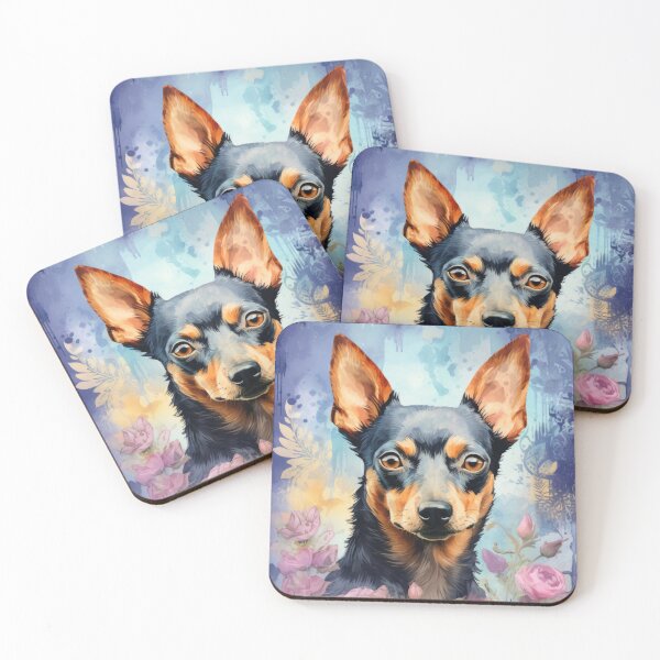 Item preview, cute Miniature Pinscher Dog Artwork Watercolor designed and sold by WallyPink.