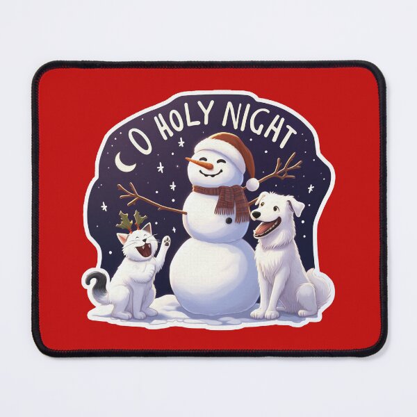 Item preview, O Holy Night White Cat Dog Snowman designed and sold by plushism.