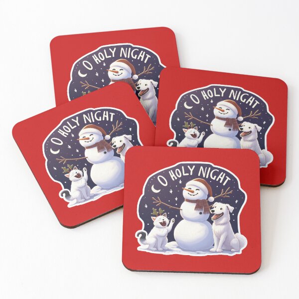 Item preview, O Holy Night White Cat Dog Snowman designed and sold by plushism.