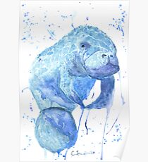 Abstraktes Aquarell-Manatis Poster