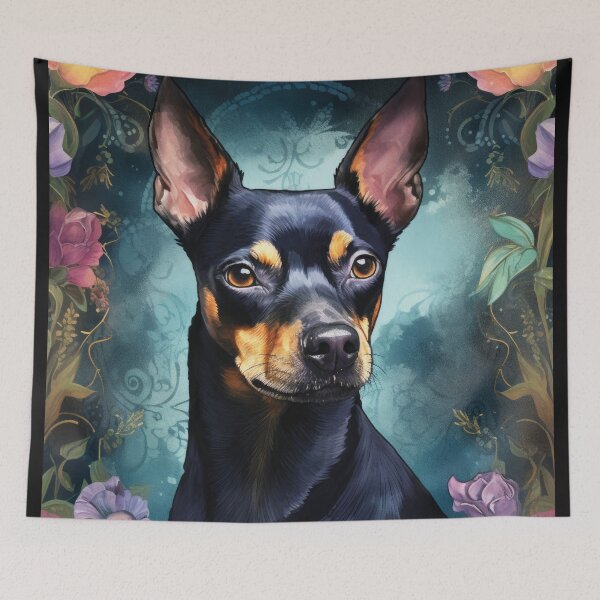 Item preview, cute Mini Pinscher Miniature Pinscher dog art drawing designed and sold by WallyPink.
