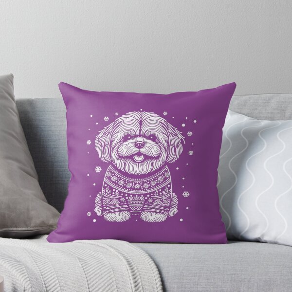 Item preview, Christmas Lhasa Apso Dog Wearing an Ugly Sweater Purple designed and sold by hidden-design.