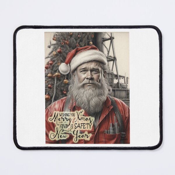 Item preview, Merry Xmas and a Safety New Year; Oiler as Santa; designed and sold by StickerApe.