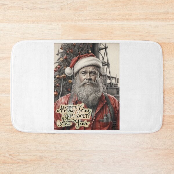 Item preview, Merry Xmas and a Safety New Year; Oiler as Santa; designed and sold by StickerApe.