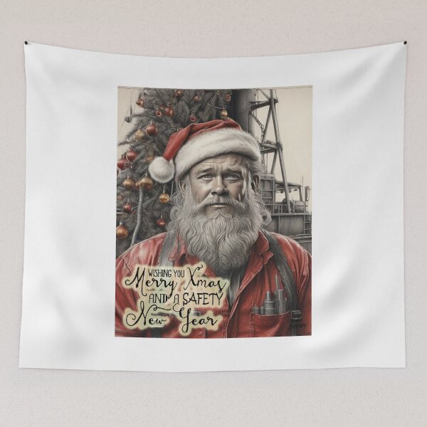 Item preview, Merry Xmas and a Safety New Year; Oiler as Santa; designed and sold by StickerApe.