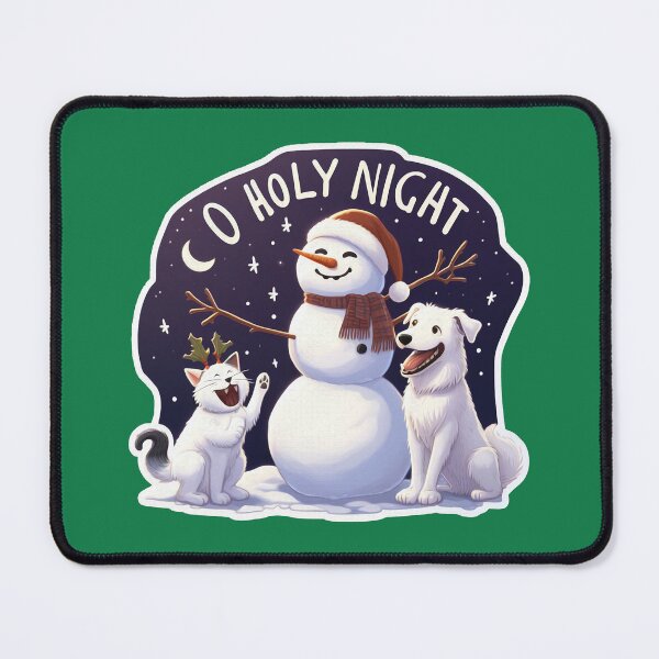 Item preview, O Holy Night White Cat Dog Snowman designed and sold by plushism.