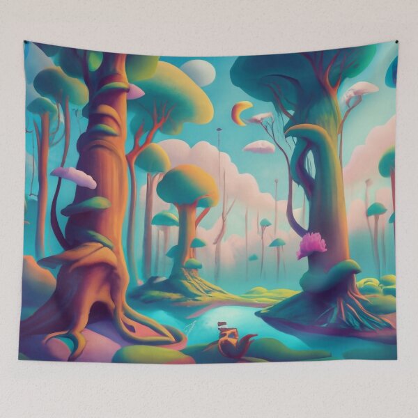 Item preview, Celestial Whispers: Surreal Azure Forest designed and sold by WhimsyRealm.