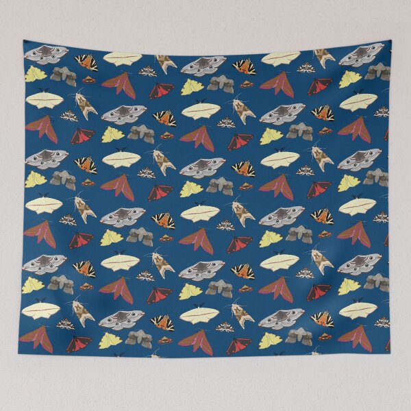 Item preview, British moths (navy version) designed and sold by Cerys O'Connell.