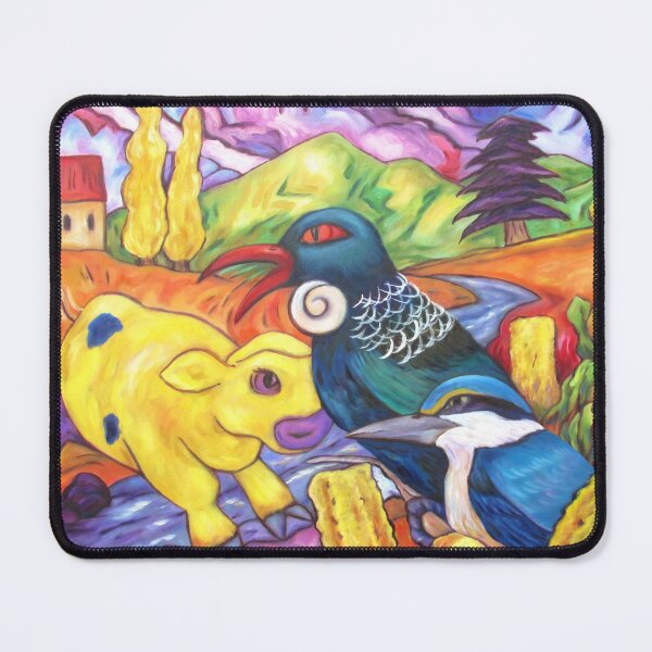 Item preview, Yellow Cow Tui and Kingfisher designed and sold by diconnollyart.