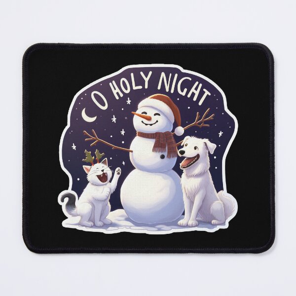 Item preview, O Holy Night White Cat Dog Snowman designed and sold by plushism.