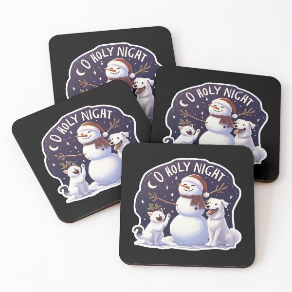Item preview, O Holy Night White Cat Dog Snowman designed and sold by plushism.