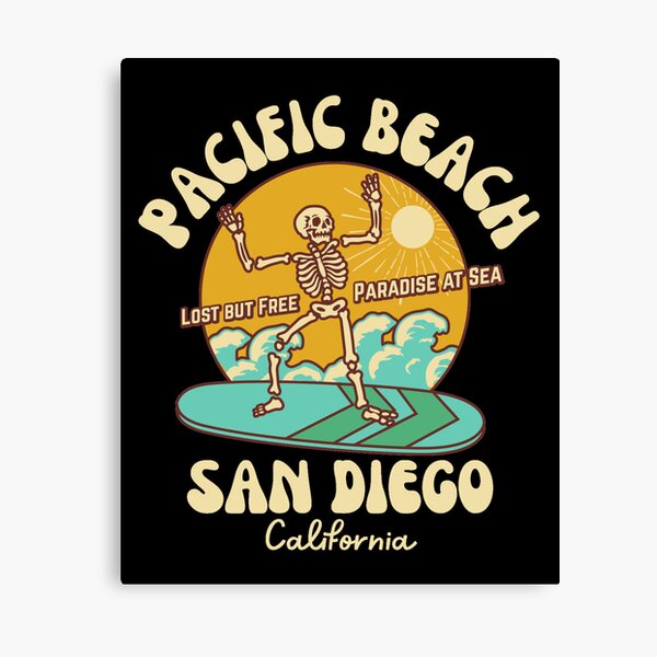 Item preview, Retro Sixties Pacific Beach, San Diego, California, Beige Text- Skeleton Beach / Skeleton Surf designed and sold by TimelessLocales.