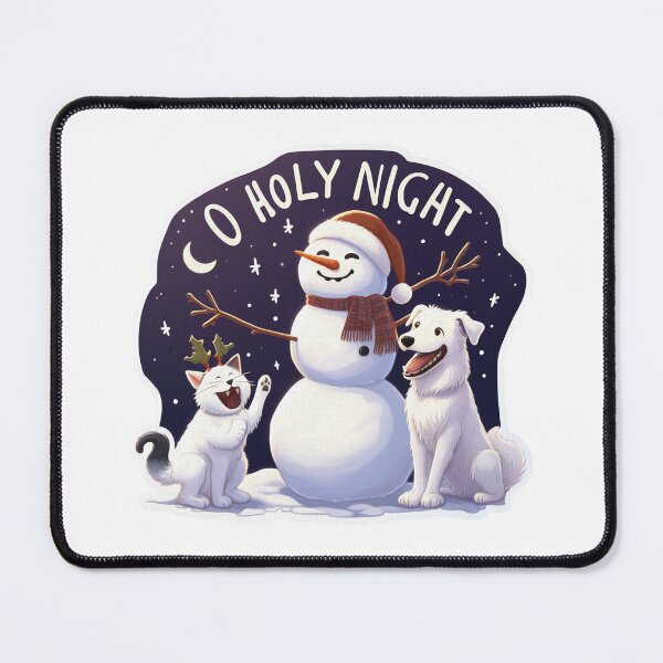 Item preview, O Holy Night White Cat Dog Snowman designed and sold by plushism.