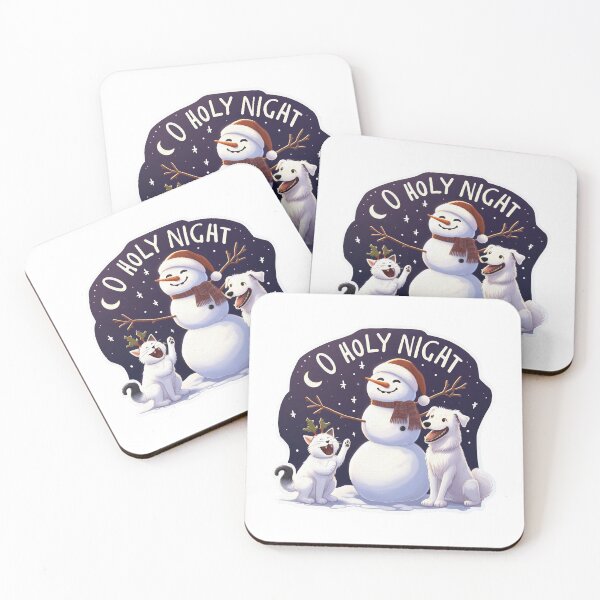Item preview, O Holy Night White Cat Dog Snowman designed and sold by plushism.