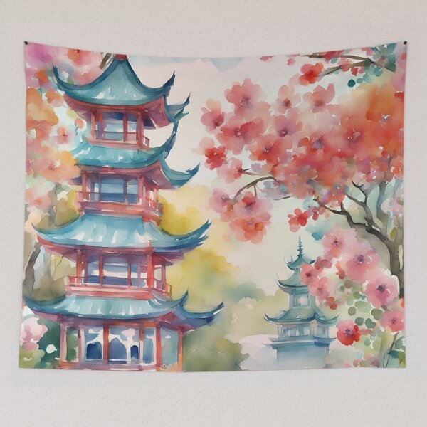 Item preview, Autumn chinoiserie landscape designed and sold by SophieClimaArt.