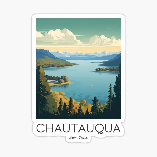 Artikel-Vorschau von Eine Vintage-Reiseillustration von Chautauqua Lake – New York – USA, designt und verkauft von GoodOldVintage.