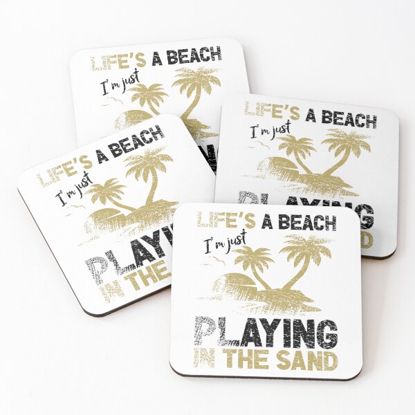 Item preview, Life's a Beach, I'm Just Playing in the Sand - Funny Life Quote and Beach Lovers (Distressed Yellow and Black Design) designed and sold by Spiprinto.