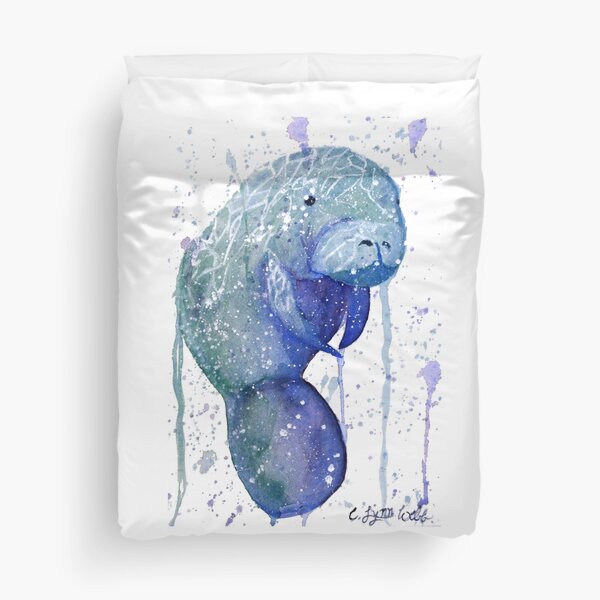 Watercolor Manatee Duvet Cover