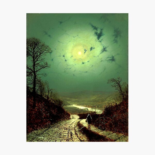 Item preview, A Wet Road by Moonlight, Wharfedale - John Atkinson Grimshaw designed and sold by forgottenbeauty.