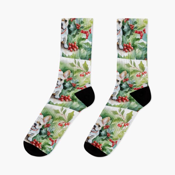 Item preview, Christmas French Bulldog Watercolour designed and sold by NikkiBear67.