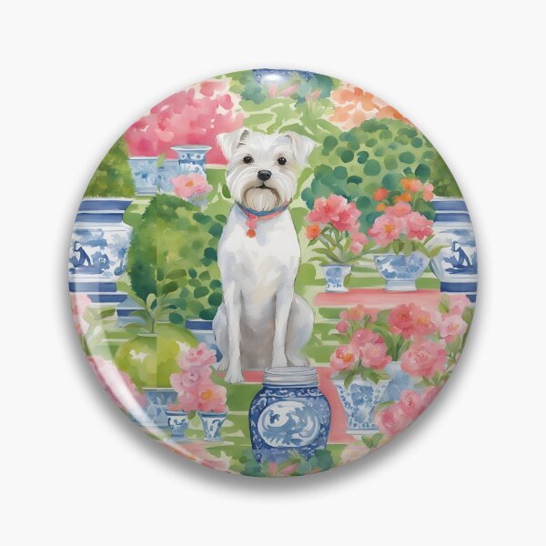 Item preview, Cute terrier in chinoiserie garden designed and sold by SophieClimaArt.